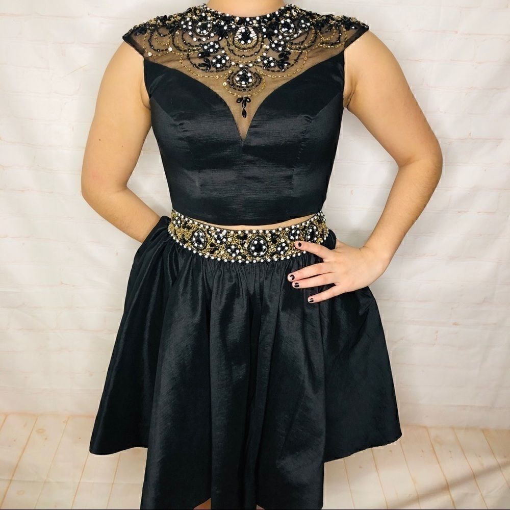 Rachel Allan 2 piece dress with sequins & beading